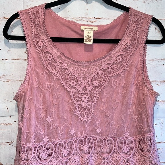 Sundance Dress Womens 8 Lilac Pink Lace overlay Sleeveless Lined Mini teaparty - Picture 6 of 9